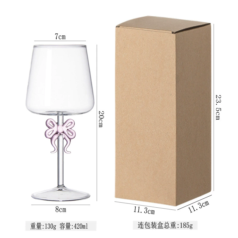 Verre à vin rouge à pied créatif orné d'un nœud