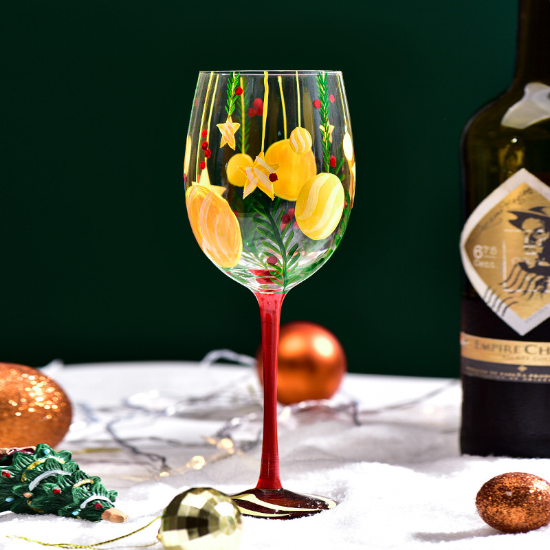 Verre à vin en verre de Noël créatif