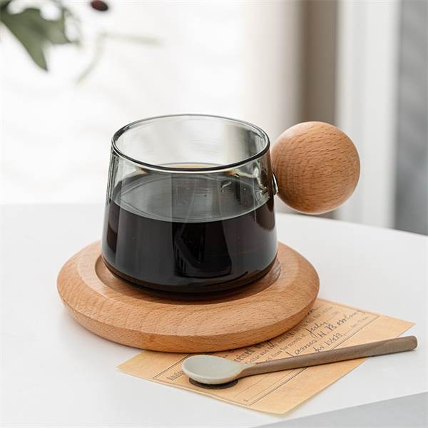 Tasse à café en verre boule en bois créative