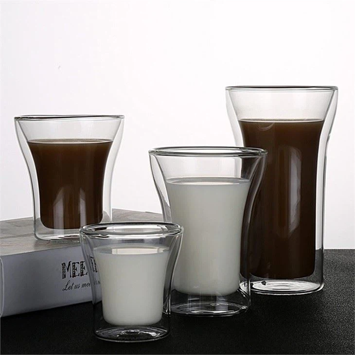 Tasse à café en verre double couche à haute teneur en borosilicate