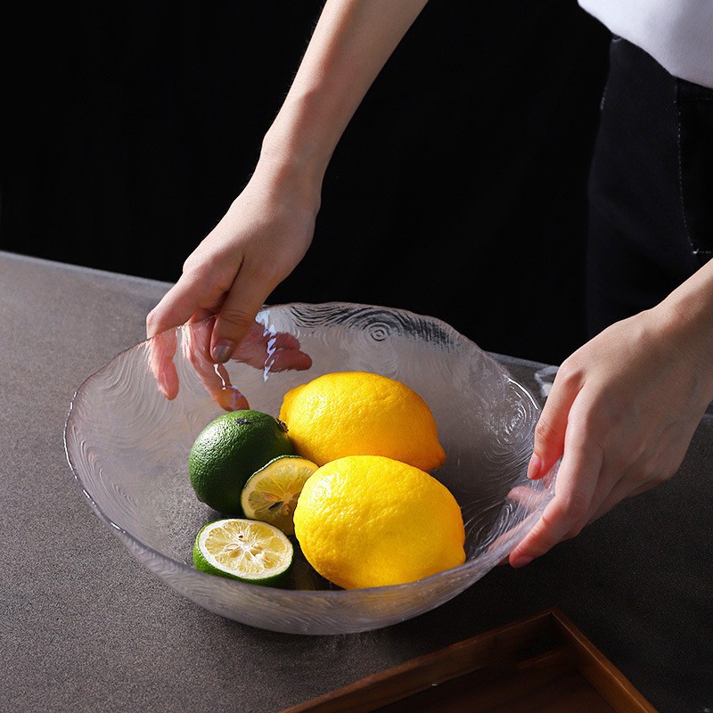 Assiette à fruits en verre cerne de croissance