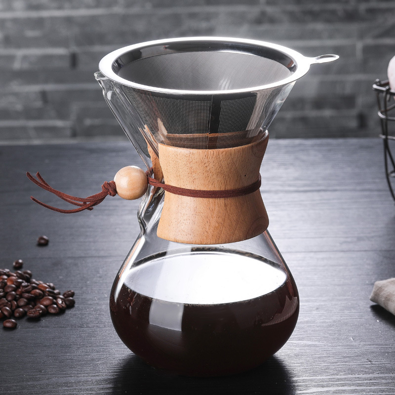 Cafetière en verre infusée à la main