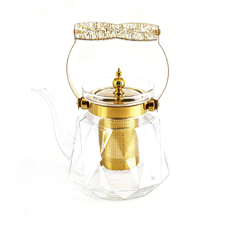 Théière filtrante en verre borosilicaté domestique