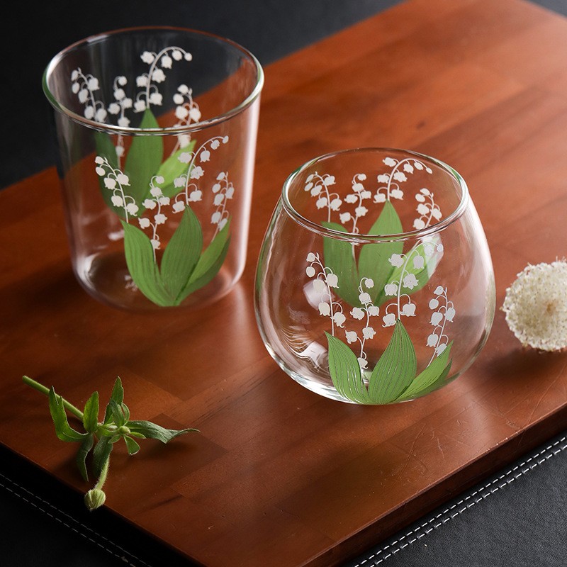 Tasse à eau en verre Muguet