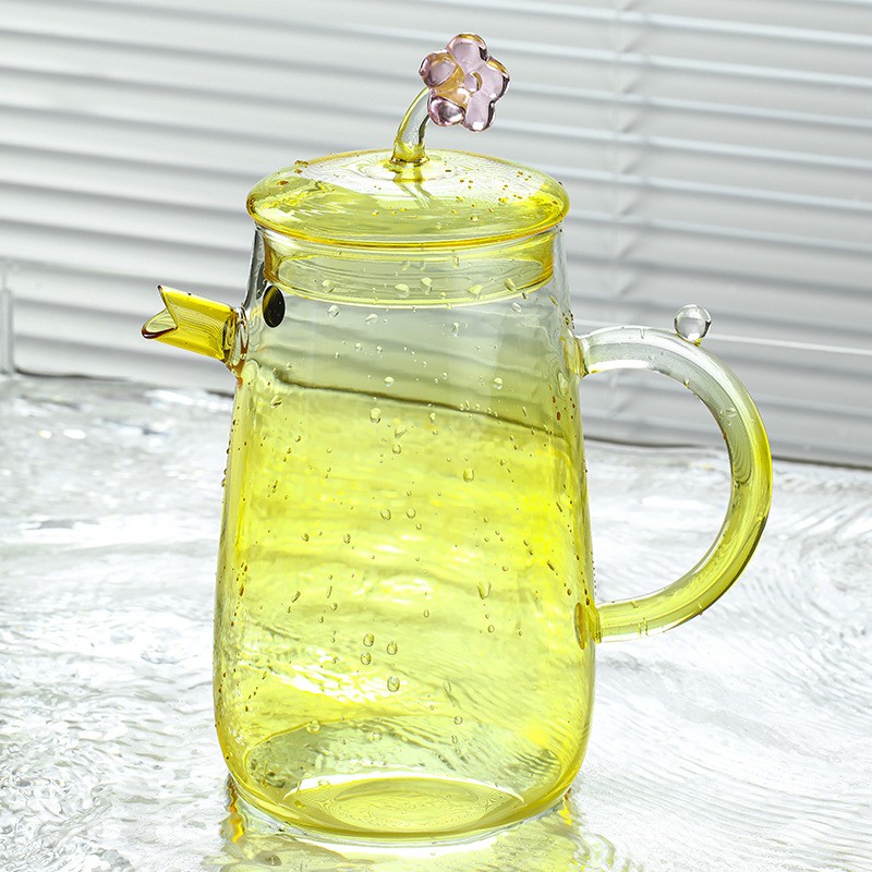 Bouilloire en verre petite canard jaune