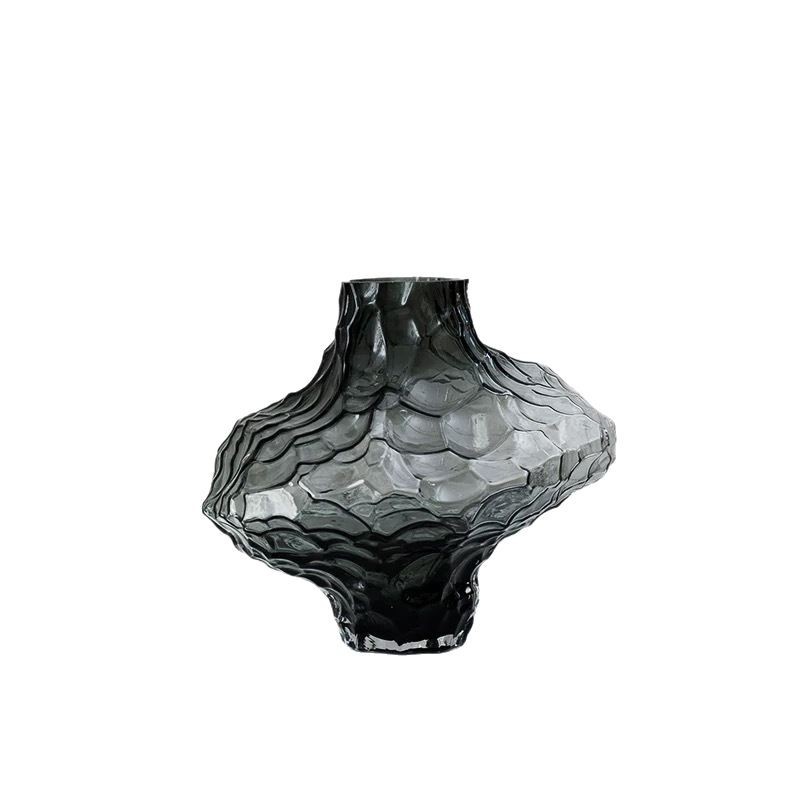 Table à manger en verre minimaliste moderne avec vase floral fabriqué à la main