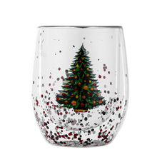 Nouveau verre d'arbre de Noël à double couche à paillettes fluide