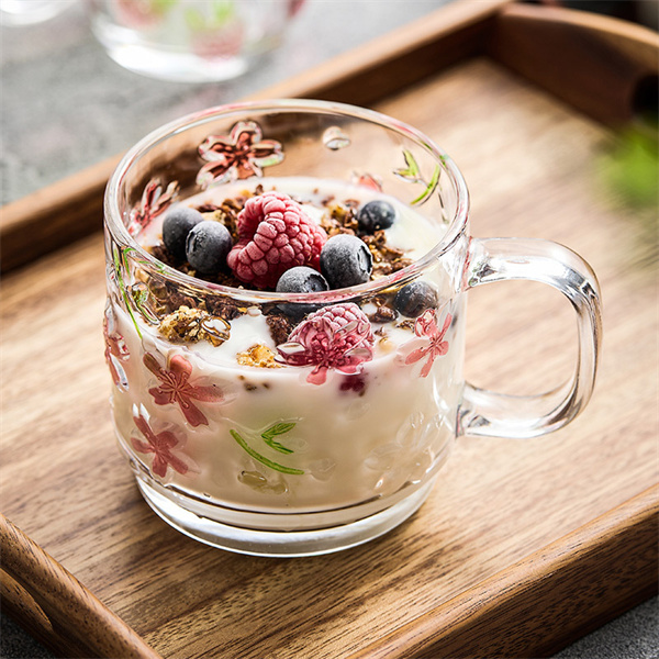 Tasse à lait en verre gaufré imprimé