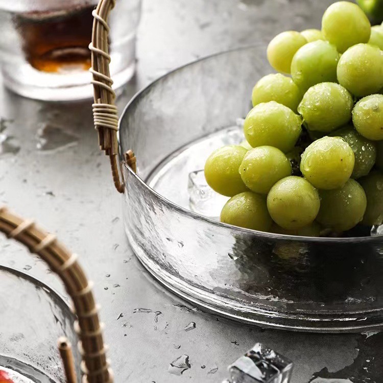 Assiette à fruits en verre rotin